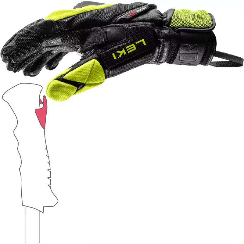 LEKI WCR Venom SL 3D Slēpošanas Sacensību Cimdi Melni-Dzelteni 8.5.izmērs