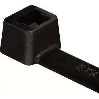 HellermannTyton T18R kabeļu saite, poliamīds 6.6, melna, 100 mm garums, 2,5 mm platums, 1 mm biezums, 22 mm saišķa diametrs, 80 N stiepes izturība, iepakojums 100 gab.