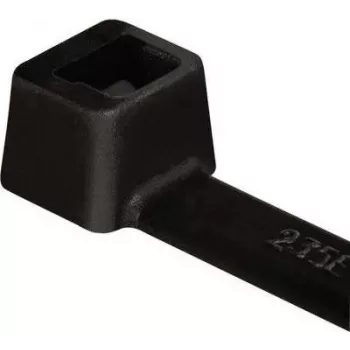 HellermannTyton T80L-W-BK-C1 Kabeļu saite, T-Series, iekšēji robotizēta, 390 mm x 4,7 mm, melna, 100 iepakojums