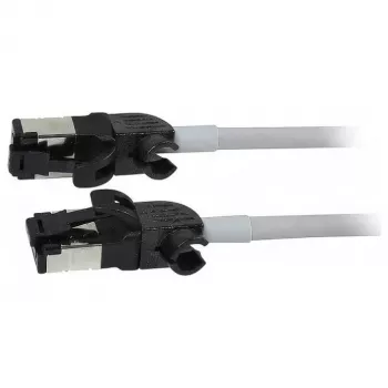 Synergy21 Patch Cable RJ45, CAT6A 500MHz, 0,5m, Grey, S/FTP, Slimline Round d=4,5mm, TPE/LSZH (Superflex), AWG28, with CAT7 Raw Connectors, Rotatable Connector
