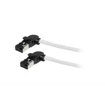 Synergy21 Patch Cable RJ45, CAT6A 500MHz, 0,25m, White, S/FTP, Slimline Round d=4,5mm, TPE/LSZH (Superflex), AWG28, with CAT7 Raw Connector, Rotatable Plug