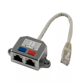 Synergy 21 S215236 Telephone Y-Splitter, 1x RJ11/RJ12 Male to 2x RJ11/RJ12 Female, 0.15 m, Grey, Metallic