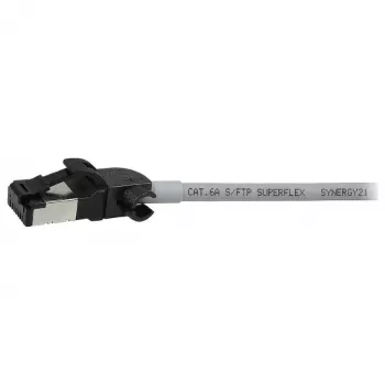 Synergy21 Patch Cable RJ45, CAT6A 500MHz, 0,15m, Grey, S/FTP, Slimline Round d=4,5mm, TPE/LSZH (Superflex), AWG28, with CAT7 Raw Material, Rotatable Plug