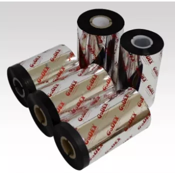 GODEX GWR 745 Termopārsūtīšanas lente 110mm x 450m 1 collas serde Melna Vasks-Sveķi
