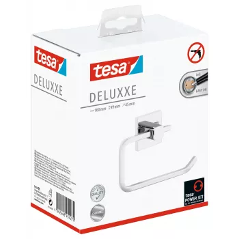 Tesa 40400 Deluxxe Toilet Paper Holder without Lid - Chrome, Self-Adhesive