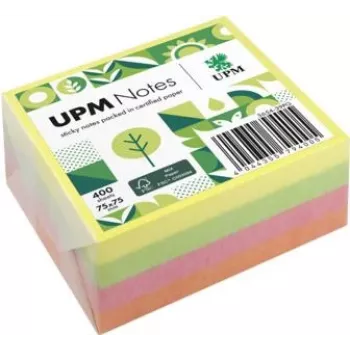 UPM Notes Brilliant Mix Sticky Notes 400 Sheets Yellow Pink Green 76x76mm 3 Pads