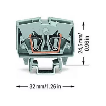WAGO 264-701 Caurplūdes spailes bloks, 6 mm², 800 V, pelēks, CAGE CLAMP®