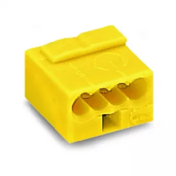 WAGO 243-504 Series 243 4-Conductor Micro Terminal, 100 pcs, dzeltena