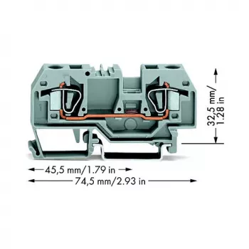 WAGO 282-901 2 vadītāju caurlaides spaiļu bloks, 6 mm, pelēks