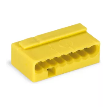 WAGO 243-508 PUSH WIRE® savienotājs, 8 vadi, dzeltens, 6A, 100V | ITworkshop.lv