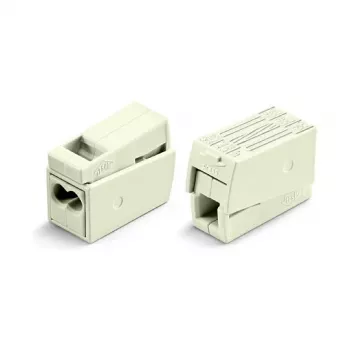 WAGO 224-112 2-Dzīslu Kompakts Savienotājs, 400V, 24A, 1-2.5mm², Push-in, Balts/Caurspīdīgs