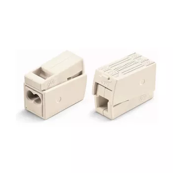 WAGO 224-112 2-Dzīslu Kompakts Savienotājs, 400V, 24A, 1-2.5mm², Push-in, Balts/Caurspīdīgs