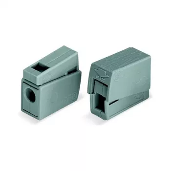 WAGO 224-101 1-Dzīslu 2-Vietu Spiedsavienojuma CAGE CLAMP Sadalītājs, 400 V, 24 A, 0.5-2.5 mm², Caurspīdīgs/Pelēks
