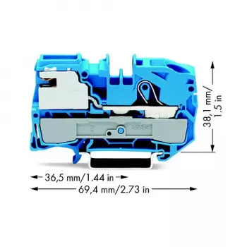 WAGO 2016-7114 2-vadu caurlaides spaiļu bloks, 2,5 mm², 250 V, pelēks
