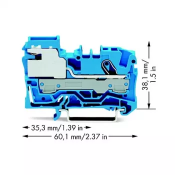 WAGO 2006-7114 TOPJOB S Caurspraudņa spaiļu bloks, 4 vadi, 6 mm², pelēks, DIN-sliežu montāžai