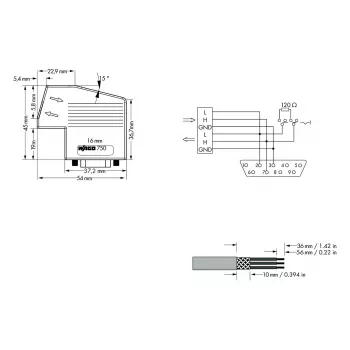 WAGO 750-963 D-Sub savienotāja modulis, 9-pin sievišķais, pelēks, IP20, WAGO I/O System 750