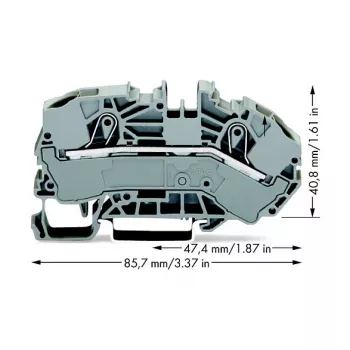WAGO 2016-7601 Caurlaides spaiļu bloks, 2-vadītāju, 16 mm², 800 V, pelēks