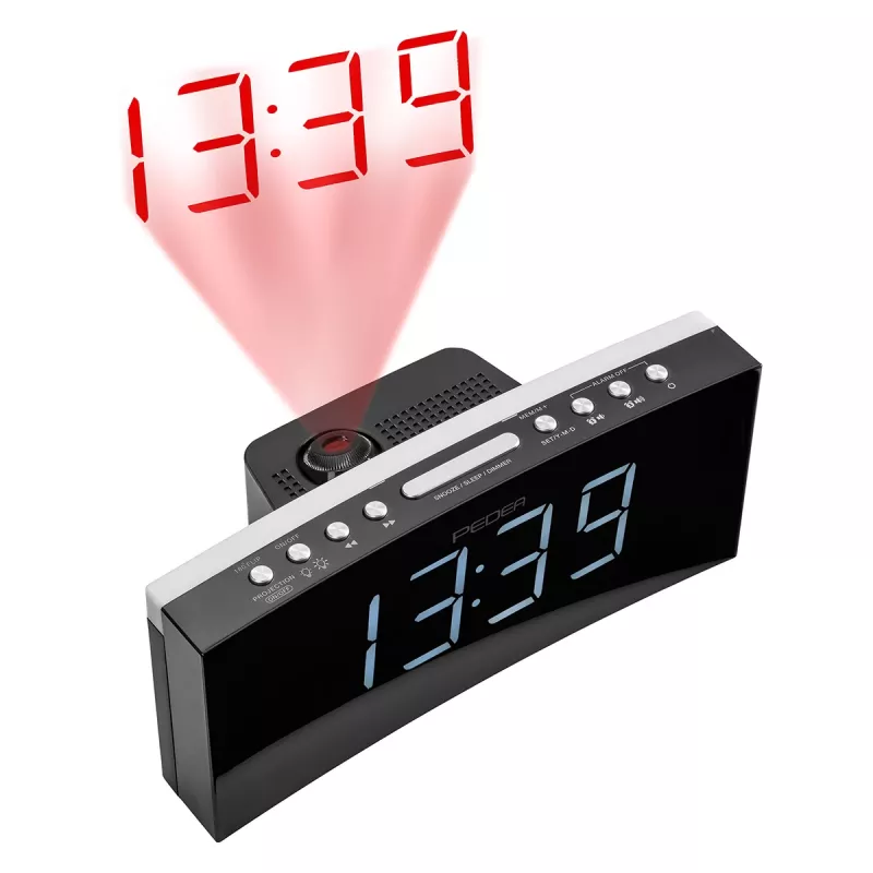 PEDEA FM Radio Alarm Clock / Projection Alarm Clock, Black