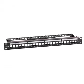 EFB Elektronik 19-inch 24-Port 1U Distribution Panel for Keystone Modules, Jet Black (RAL 9005)