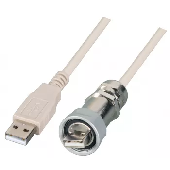 EFB IP67 USB 2.0 Cable Gland M20, USB Type-A Male to USB Type-A Male, 1,0 m, Silver/Black