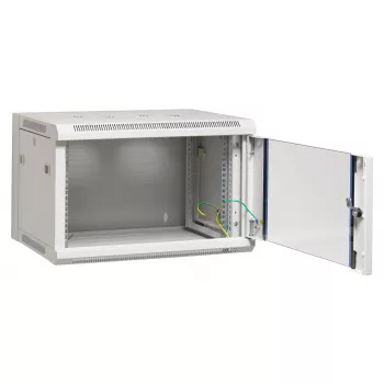 EFB Elektronik 19 inch 21U sienas skapis Flat Pack, 600x600x1040mm, RAL7035 gaiši pelēks, tērauds, drošības stikla durvis, slēdzams, 60kg slodze, IP20
