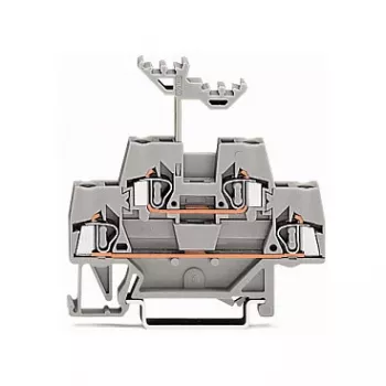WAGO 280-519 2-Conductor Push-in CAGE CLAMP Terminal Block, 2,5 mm², Gray, DIN-Rail Mount