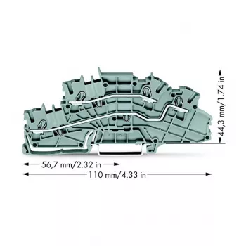 WAGO 2003-6642 Through Terminal Block, TOPJOB® S, 2-Conductor, 4 mm², Gray, 800 V, 24 A