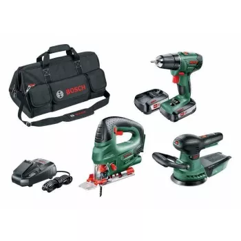 BOSCH PSR 1800 Li-2 + PST 18 Li + AdvancedOrbit 18 Bezvadu Instrumentu Komplekts 18 V, 2 Akumulatori (06039A310W)