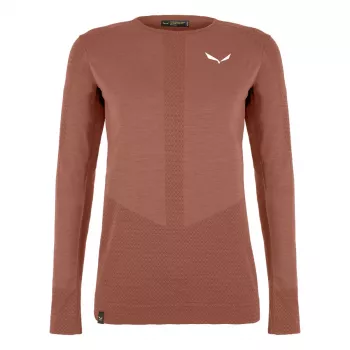 Salewa Zebru Medium Warm AMR L/S Tee Women's Base Layer Top - Etruscan Red, Size L