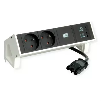Bachmann DESK2 2x UTE 1x USB A/C 22W 0,2m RAL9010 - Desk Power Strip