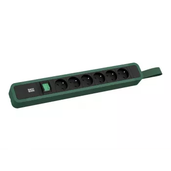 Bachmann PRIMO 2 6x Type E Outlet Power Strip with Switch and Hanging Loop 2,0m CEE 7/7 Plug Pine Green (RAL 6028)