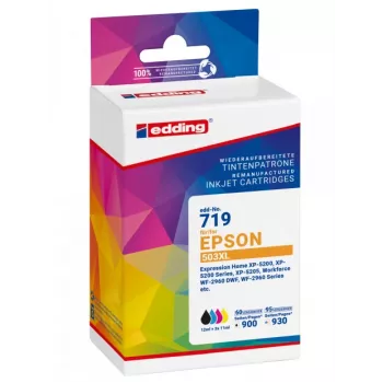 Edding saderīgo tintes kasetņu komplekts Epson 503XL T09R1 melnai, ciāna, fuksīna, dzeltenai (4 iepakojums) High Yield