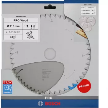 BOSCH POWERTOOLS PRO Wood Circular Saw Blade 216 mm (3-Piece Promo Pack)