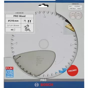 BOSCH POWERTOOLS PRO Wood Circular Saw Blade 216 mm (2-Piece Promo Pack)