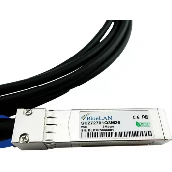 BLUEOPTICS H3C SFP-25G-D-CAB-1M Compatible BlueLAN 25GBASE-CR Passive SFP28 to SFP28 Direct Attach Cable, 1 Meter, AWG30 (SFP-25G-D-CAB-1M-BL)