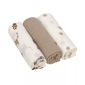 Lassig Little Mateys Royal Blue Muslin Swaddle Blankets 3-Pack 85x85cm