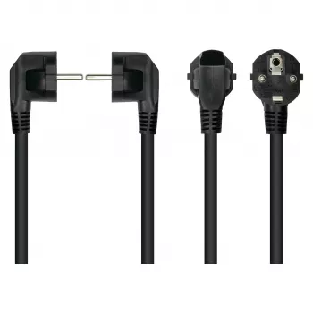 Kabelmeister Power Cable Schuko Plug Type E+F (90° Angled) to IEC C15 Socket (Straight), 1,8m, Black