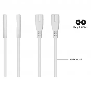 Kabelmeister Euro pagarinātājvads C8 uz C7 balts 1,8m
