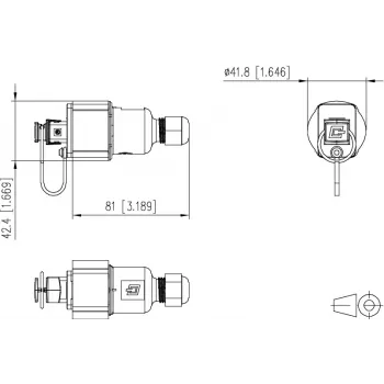 METZ CONNECT RJ45 lauka savienotājs Cat.6A ekranēts IP67 melns 41,8mm
