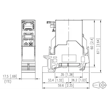 METZ CONNECT RJ45 Keystone modulis Cat6A ekranēts Pelēks 1401806113KE