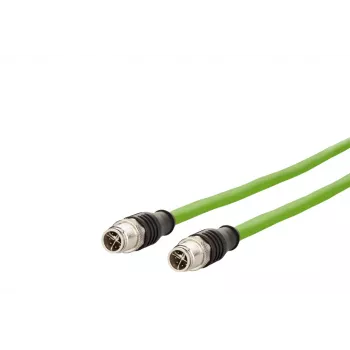 METZ CONNECT M12 to RJ45 Patch Cable, Cat.5e, 2m, D-coded, PUR, Green