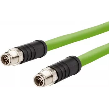 METZ CONNECT M12 X-coded Patch Cable, SF/UTP CAT 6a, 2,0m, Green, Halogen-Free, Drag Chain Compatible