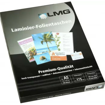 LMG Laminēšanas kabatiņas A5 spīdīgas 100 iepakojums 175 mikroni