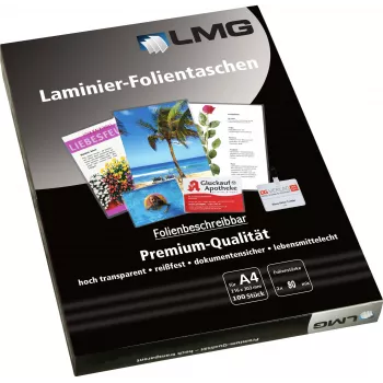 LMG Laminēšanas kabatiņas A4 spīdīgas 80 mikroni 100 loksnes
