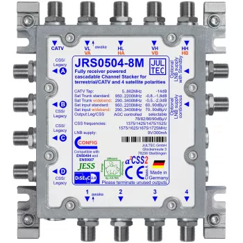 Jultec JRS0504-8M Unicable II vienkabeļa pārveidotājs ar 4 SAT ieejām un 8 lietotāju joslām