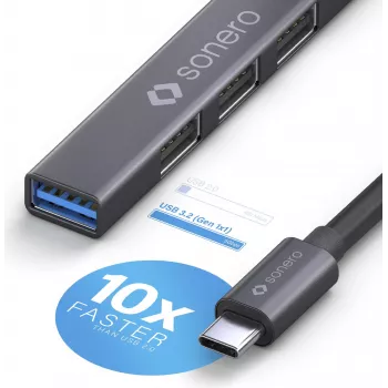 PureLink sonero USB 3.2 Gen1x1 Hub - 4 Port USB-A Male - 0.50m - Space Grey