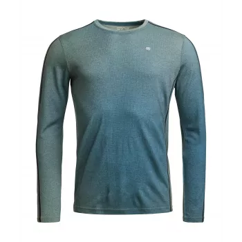 Ortovox 185 Rock'N'Wool Print LS Base Layer - AOP Green Sage, Size M