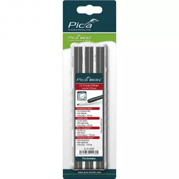 PICA BIG DRY Refills Carpenter 2H - 12 vadi, taisnstūra 2x5mm, 150mm, melns grafīts