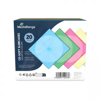 MEDIARANGE Retail Pack CD Soft Slim Case Color (5x4) - 20 Assorted Slim Cases