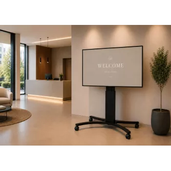 celexon Expert Adjust-4286MB Mobilais displeja ratiņš 42 inch-86 inch ekrāniem, anodēts alumīnijs, melns (RAL 9005)